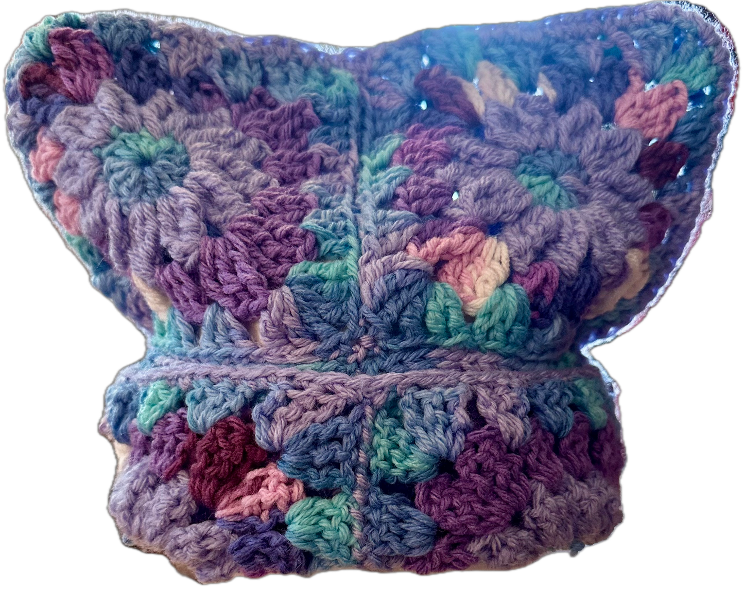 Purple Rain Crochet Granny Square Beanie