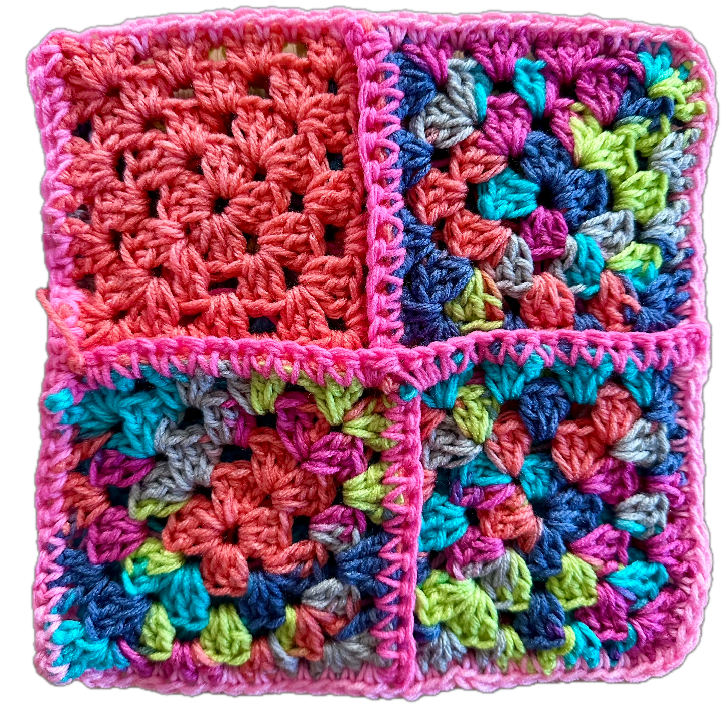 Pink/Purple Crochet Granny Square Beanie
