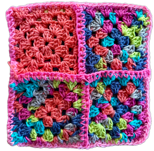 Pink/Purple Crochet Granny Square Beanie