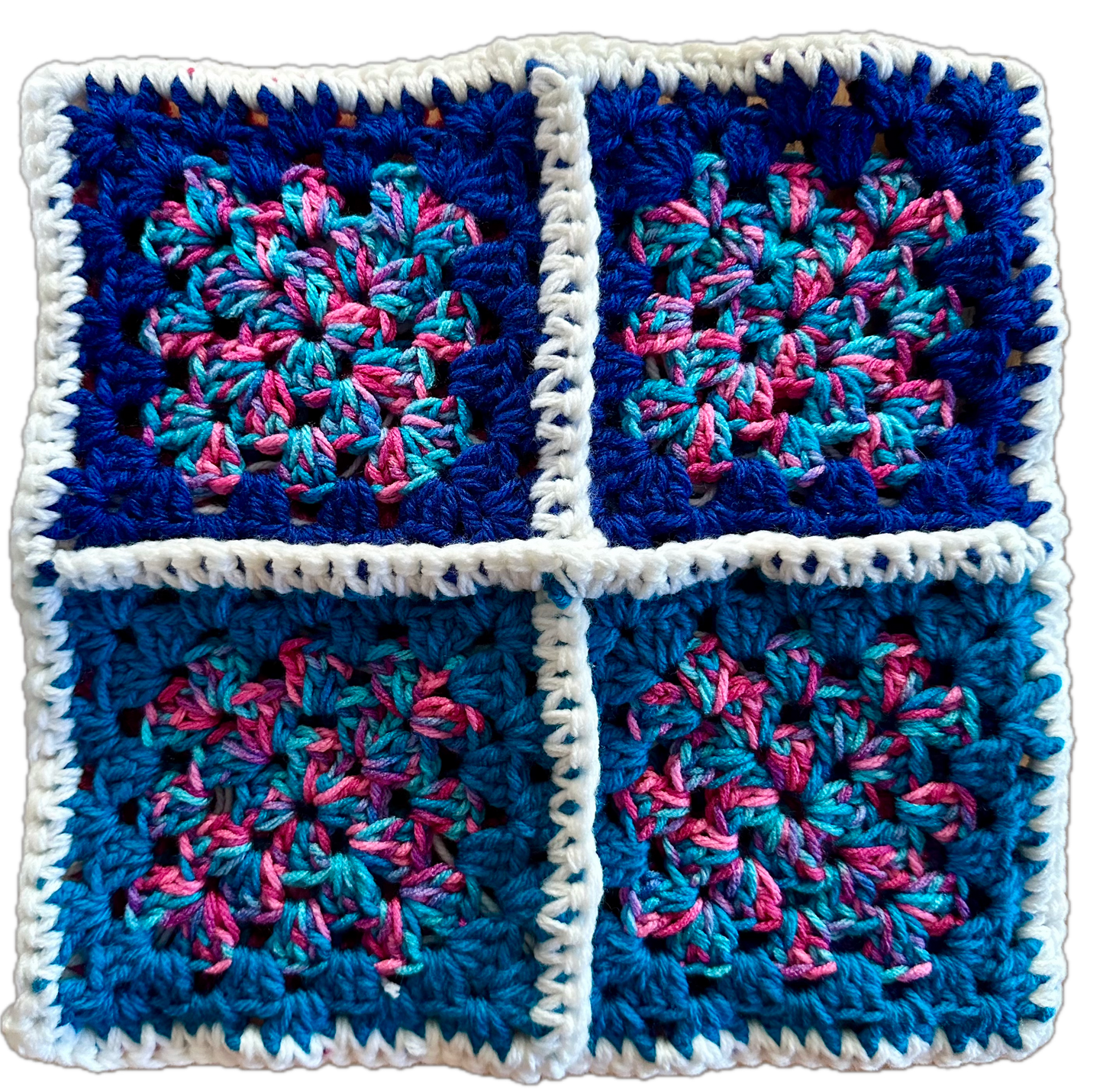 Blue Lightening Crochet Granny Square Beanie