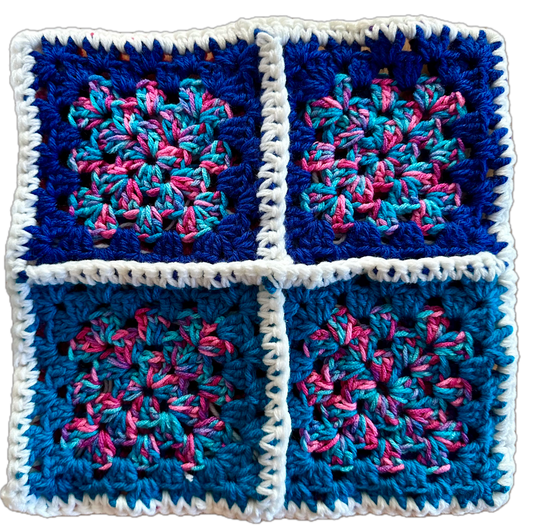 Blue Lightening Crochet Granny Square Beanie