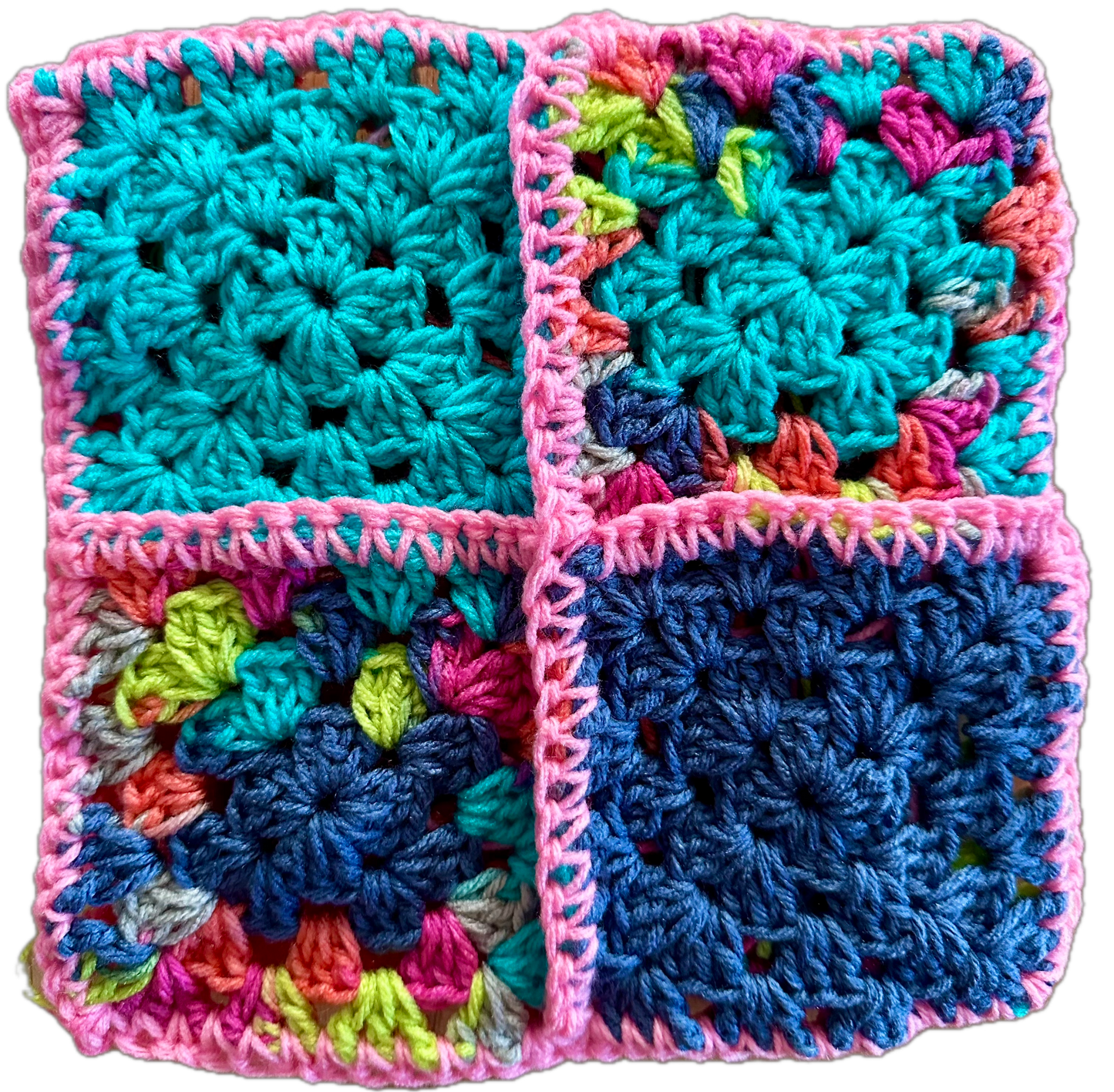 Pink/Purple Crochet Granny Square Beanie