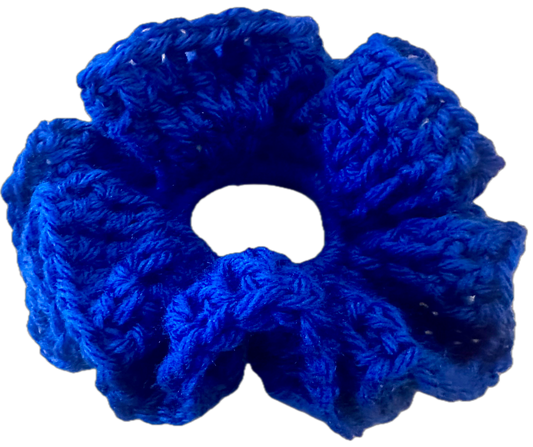 Blue Crochet Scrunchie