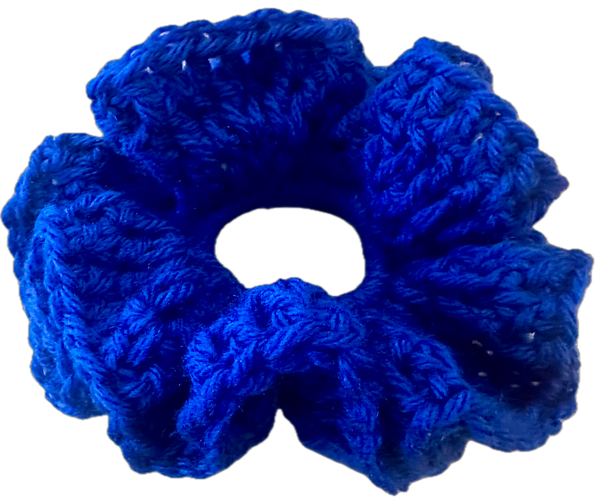 Blue Crochet Scrunchie