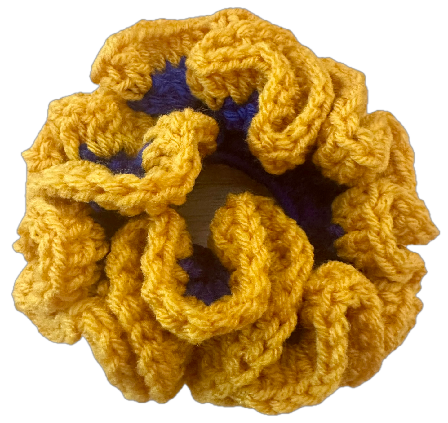 Gold/Blue Crochet Scrunchie