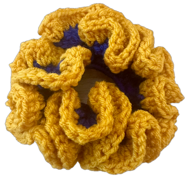 Gold/Blue Crochet Scrunchie