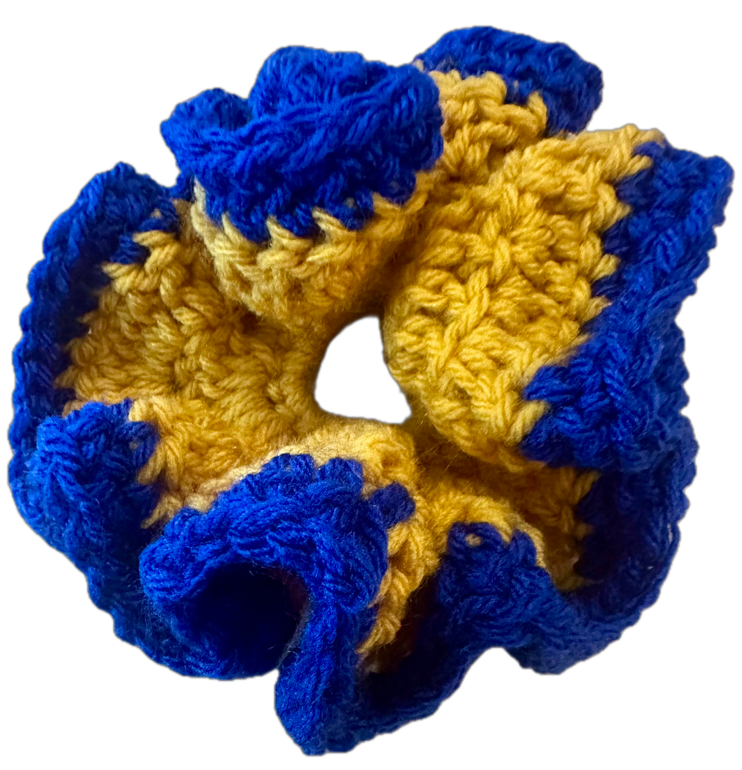 Royal Blue/Gold Crochet Scrunchie