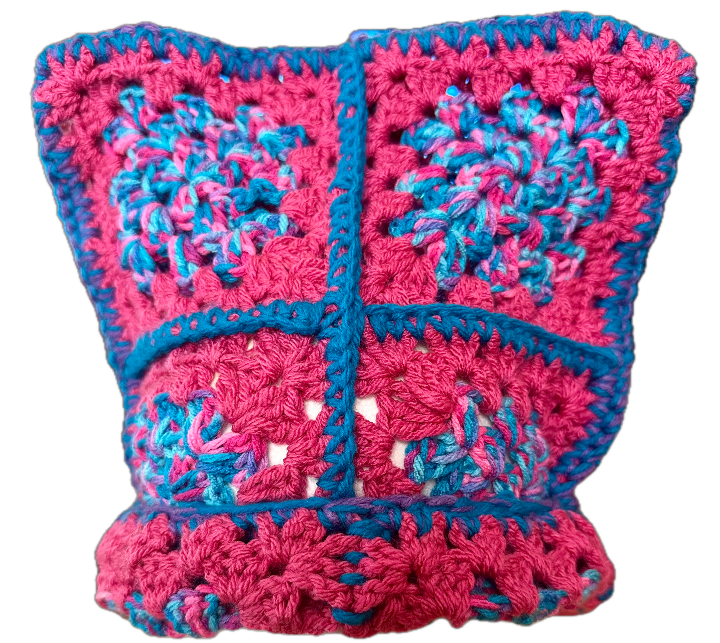 Strawberry Bush Crochet Granny Square Beanie