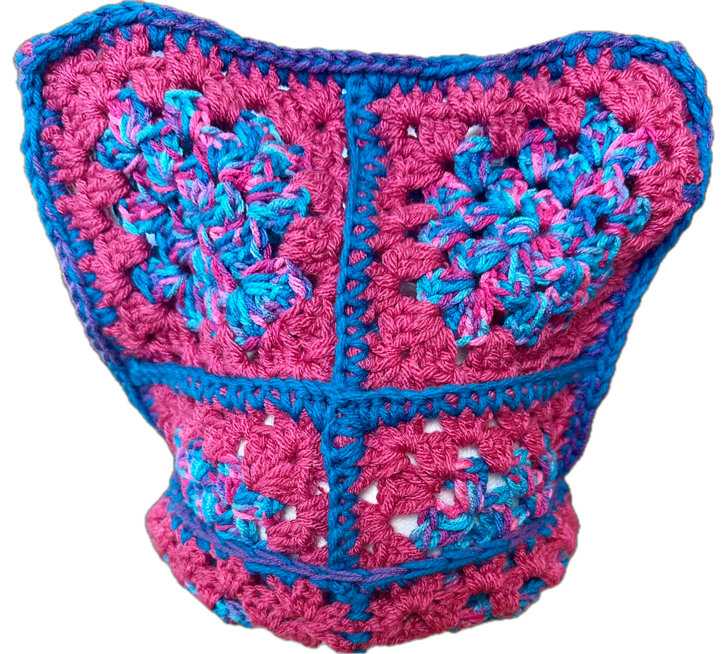 Strawberry Bush Crochet Granny Square Beanie