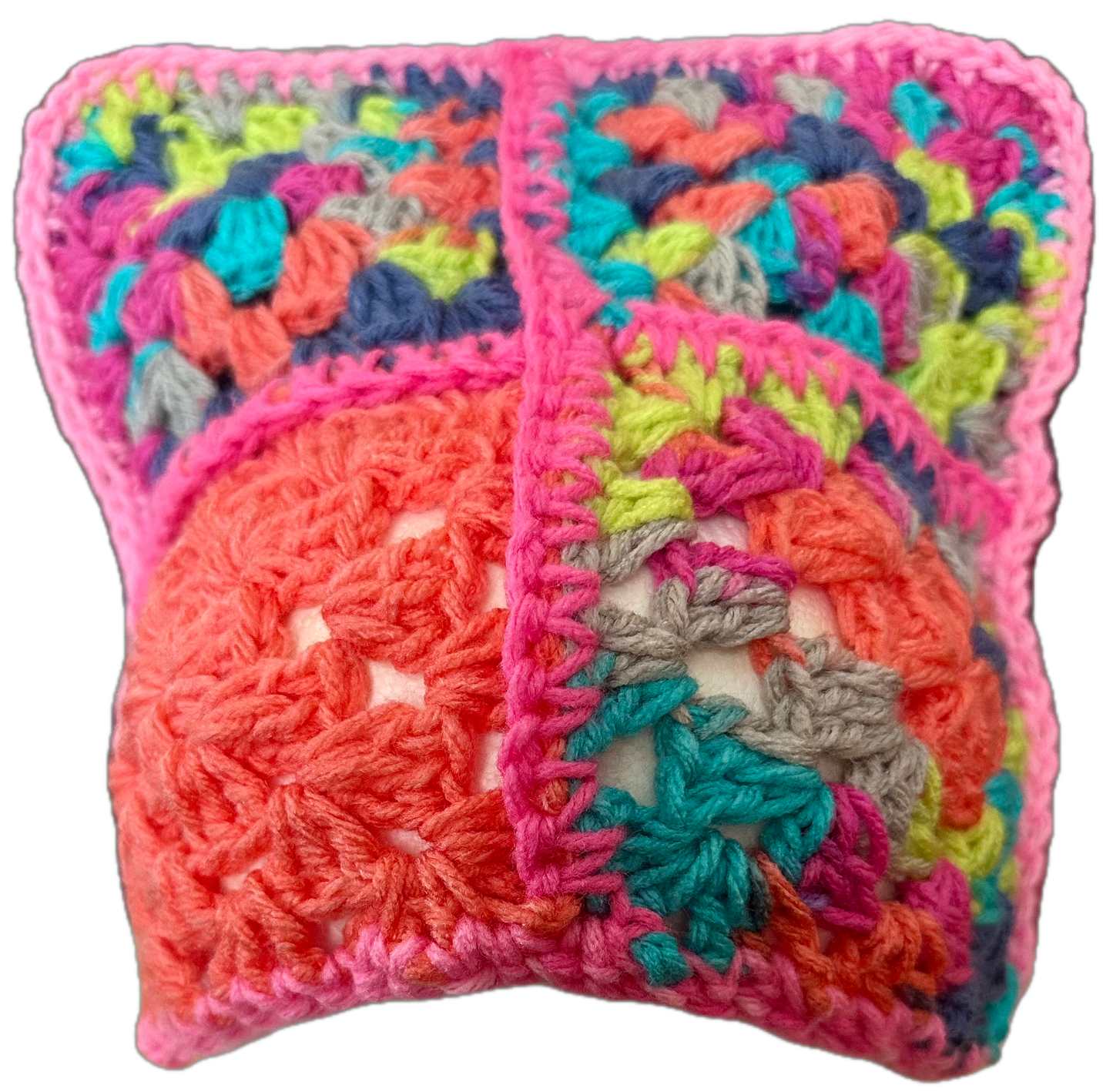 Pink/Purple Crochet Granny Square Beanie