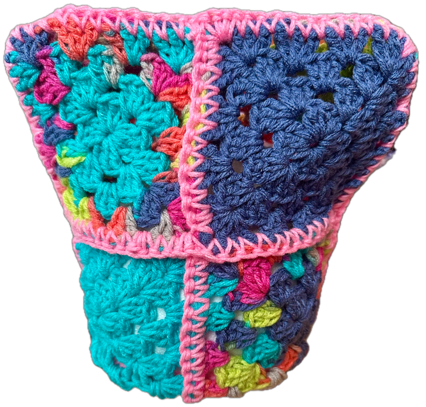Pink/Purple Crochet Granny Square Beanie