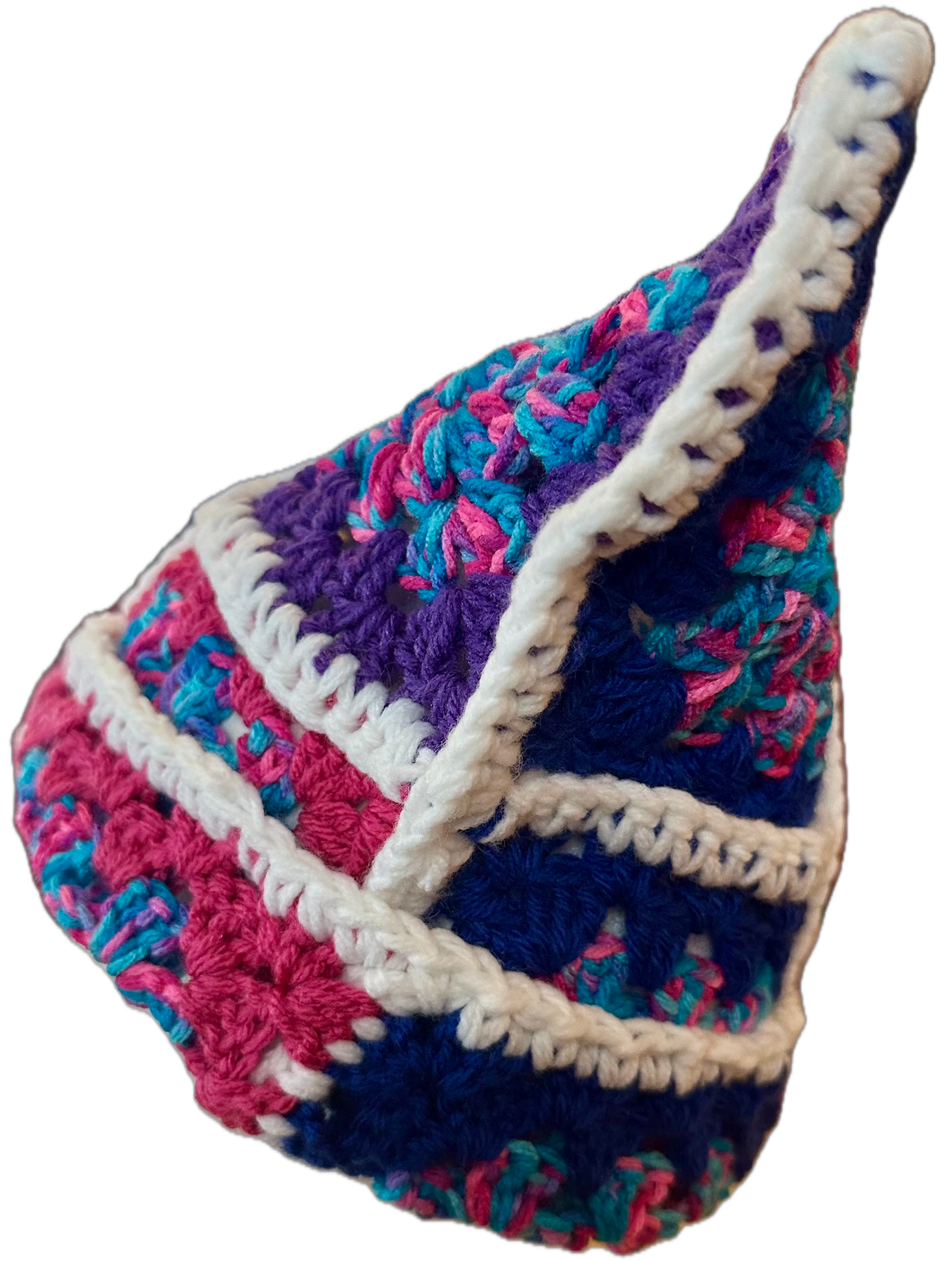 Blue Lightening Crochet Granny Square Beanie