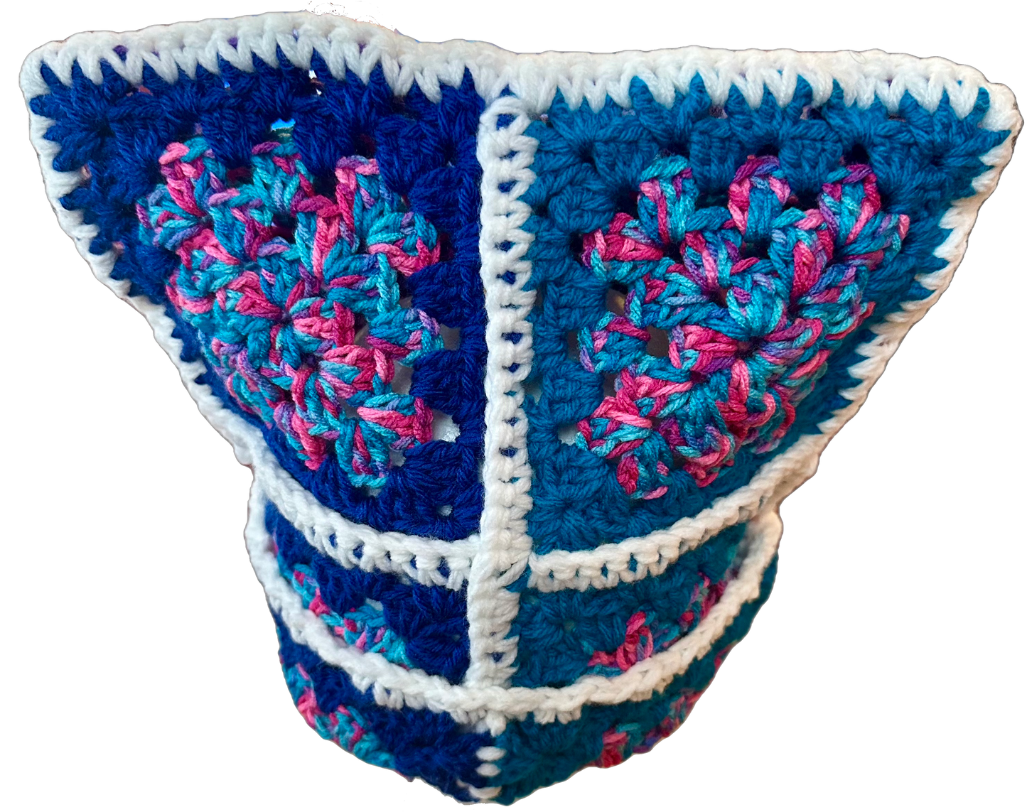 Blue Lightening Crochet Granny Square Beanie