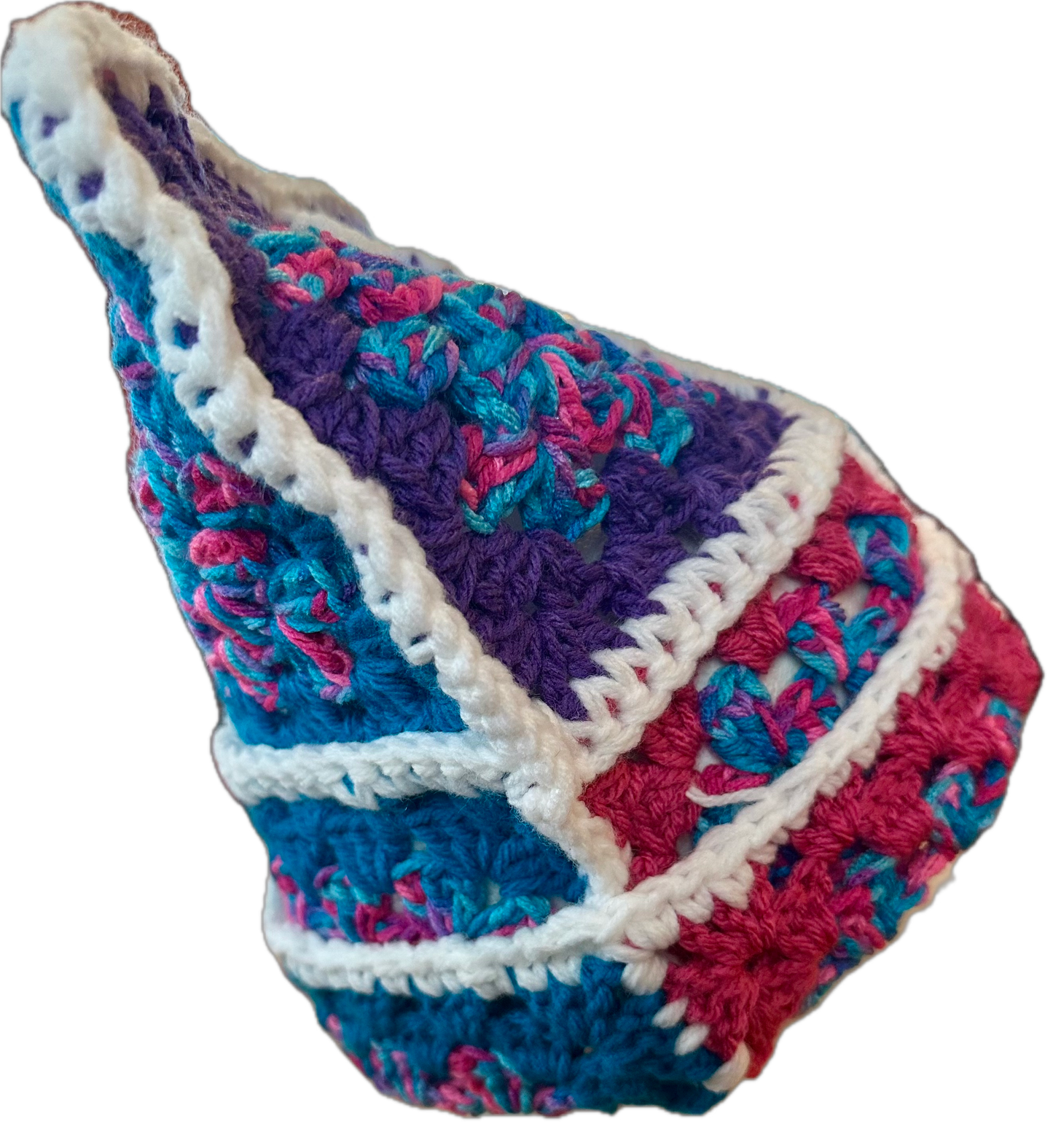 Blue Lightening Crochet Granny Square Beanie
