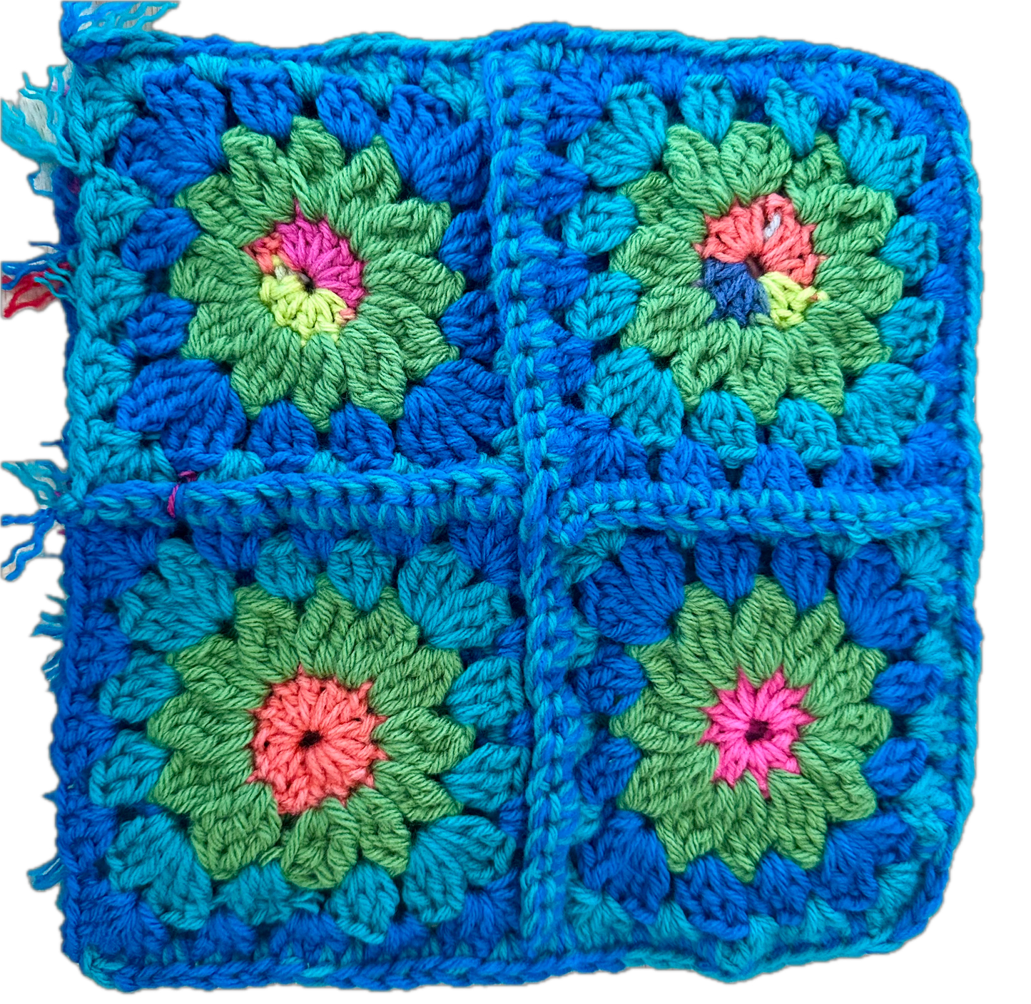 Blue Sky Crochet Granny Square Beanie
