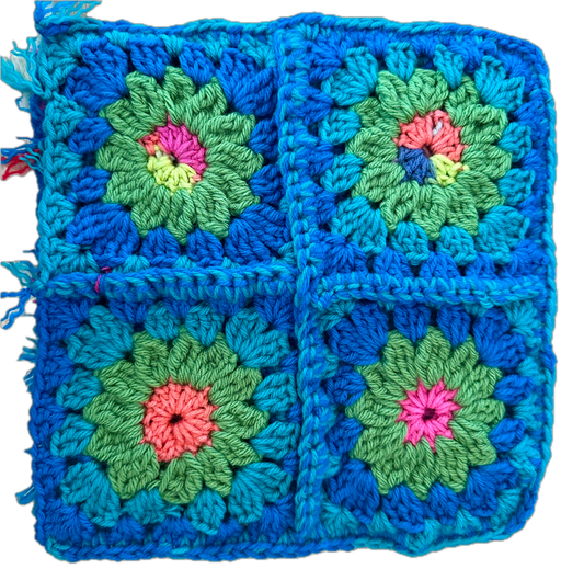 Blue Sky Crochet Granny Square Beanie