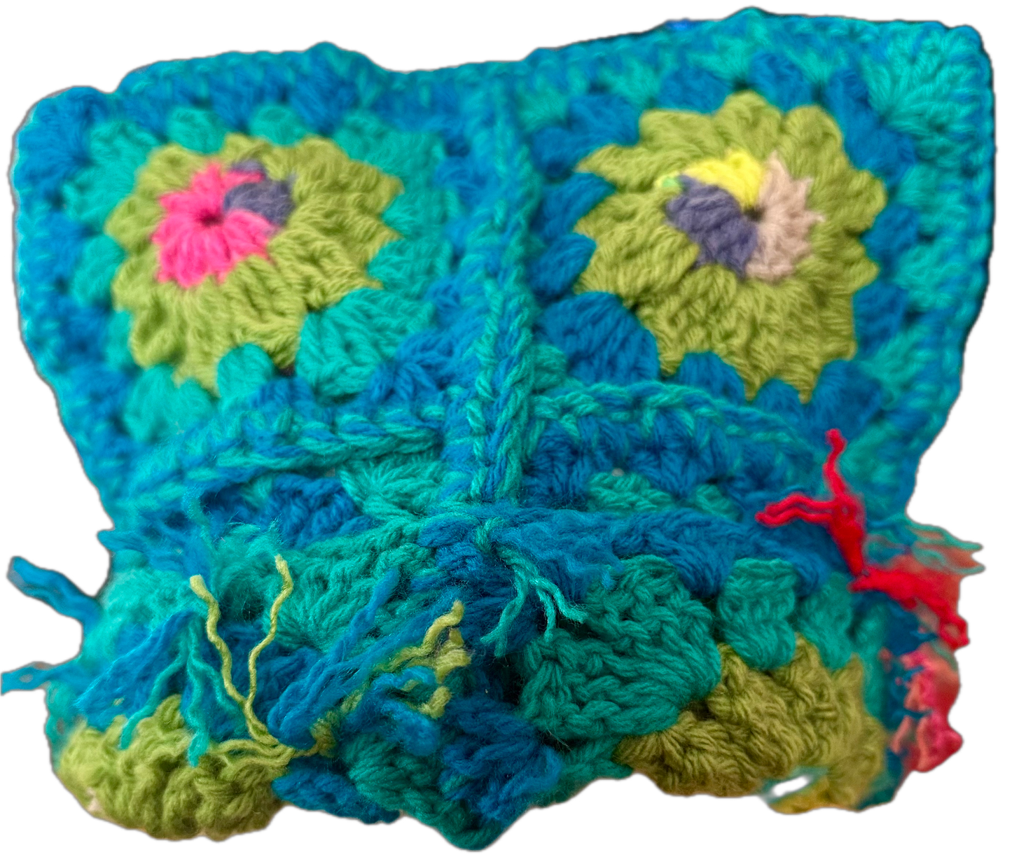 Blue Sky Crochet Granny Square Beanie