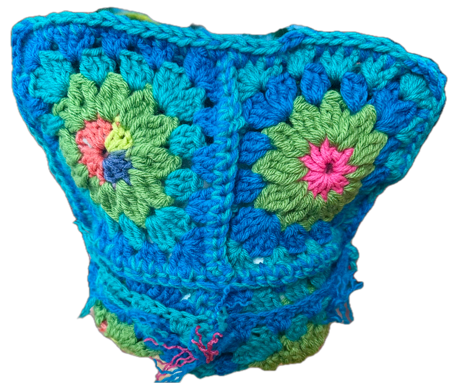 Blue Sky Crochet Granny Square Beanie