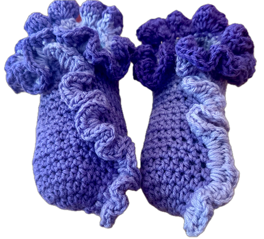 Purple Blossom Crochet Ruffled Socks