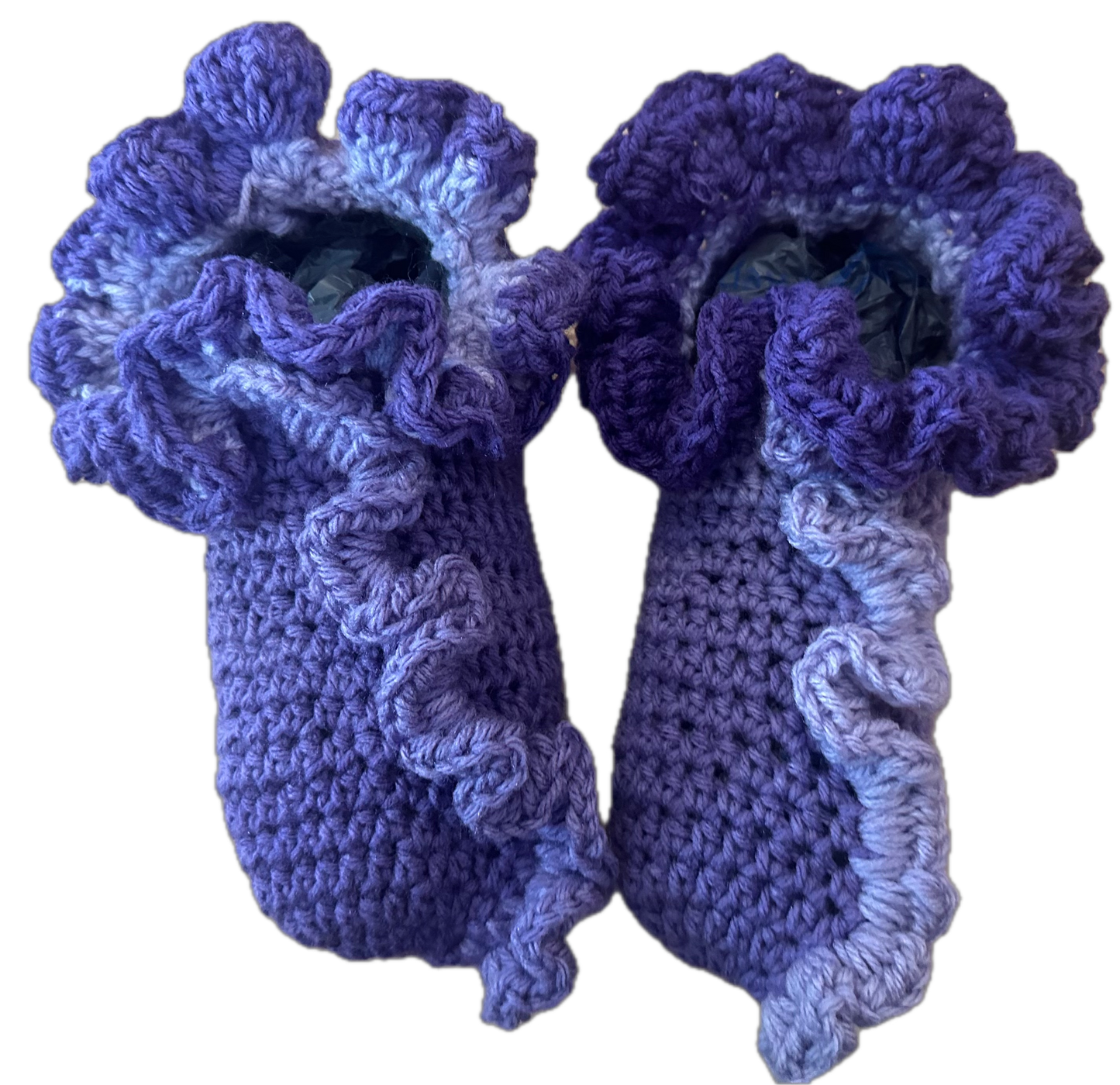 Purple Blossom Crochet Ruffled Socks