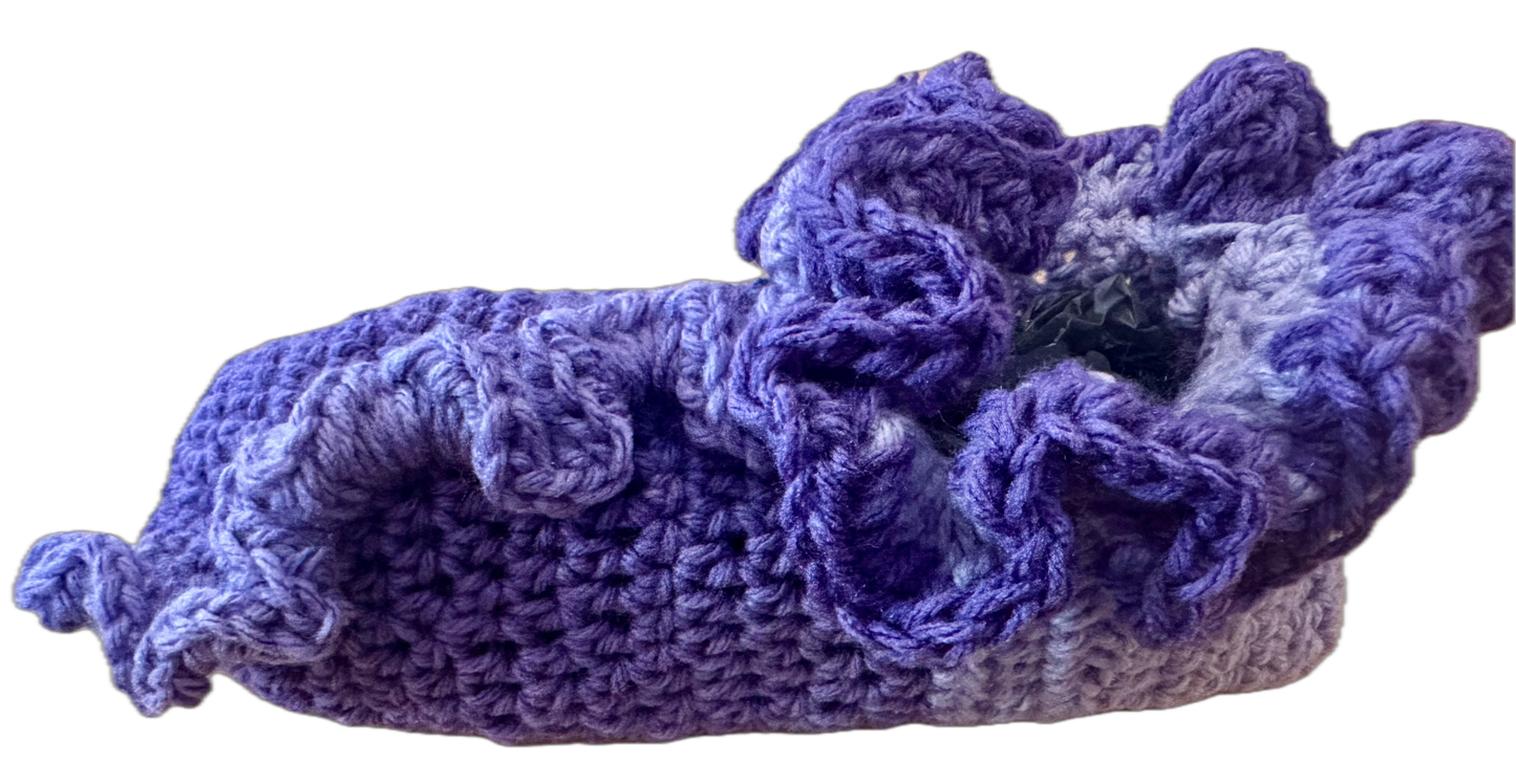 Purple Blossom Crochet Ruffled Socks