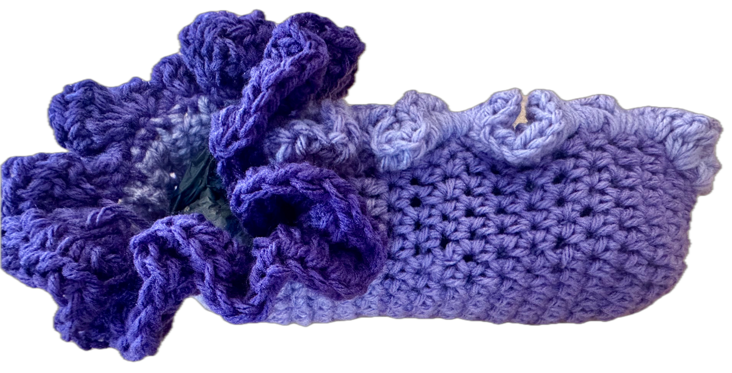 Purple Blossom Crochet Ruffled Socks