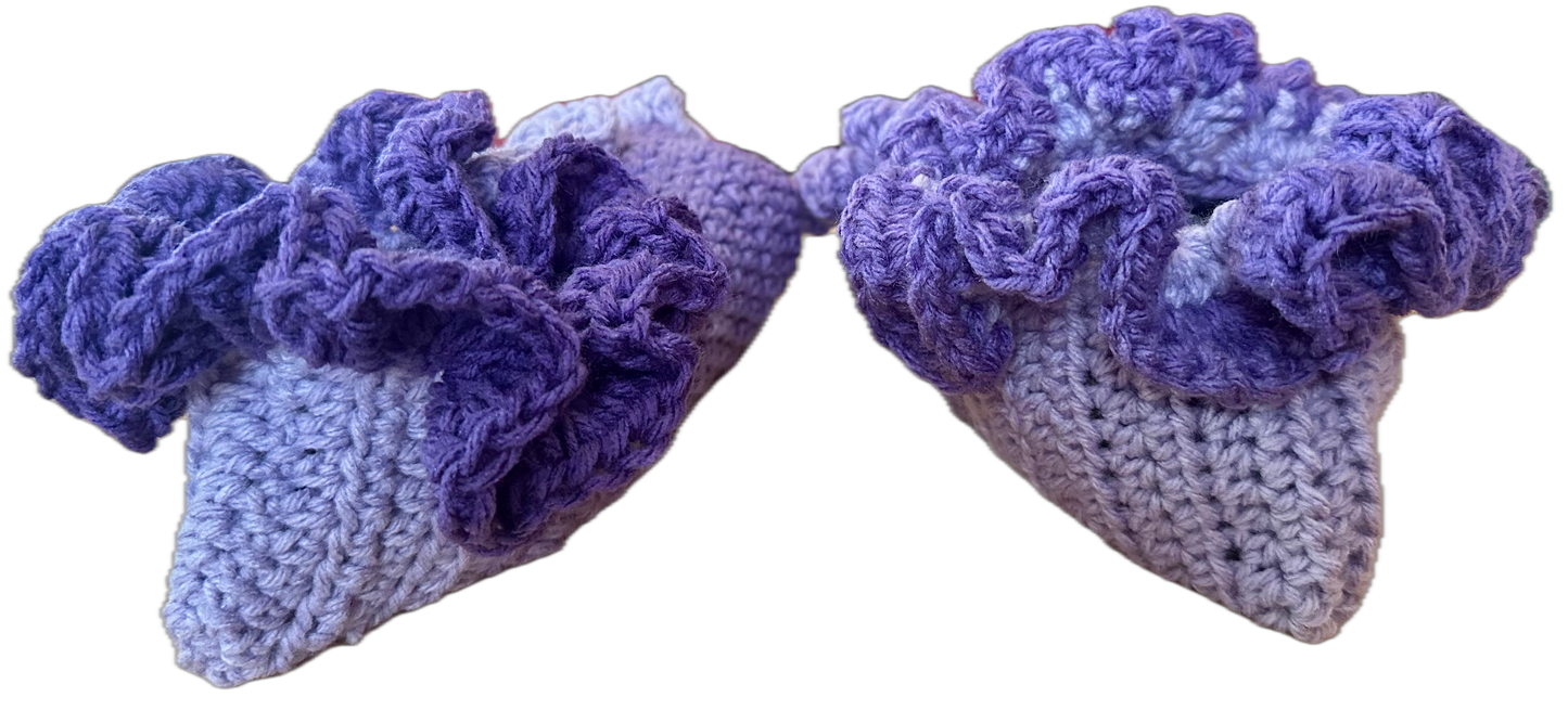 Purple Blossom Crochet Ruffled Socks