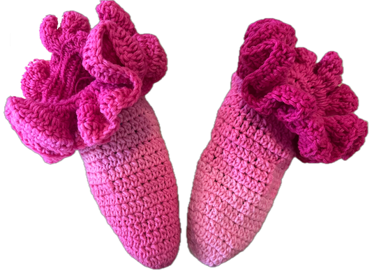 Pinky Crochet Ruffled Socks