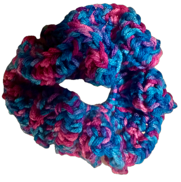 Blue/Pink Crochet Scrunchie