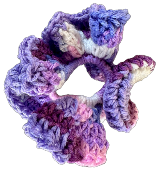 Purple Blossom Crochet Scrunchie