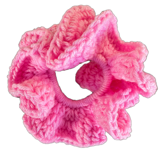 Powder Pink Crochet Scrunchie