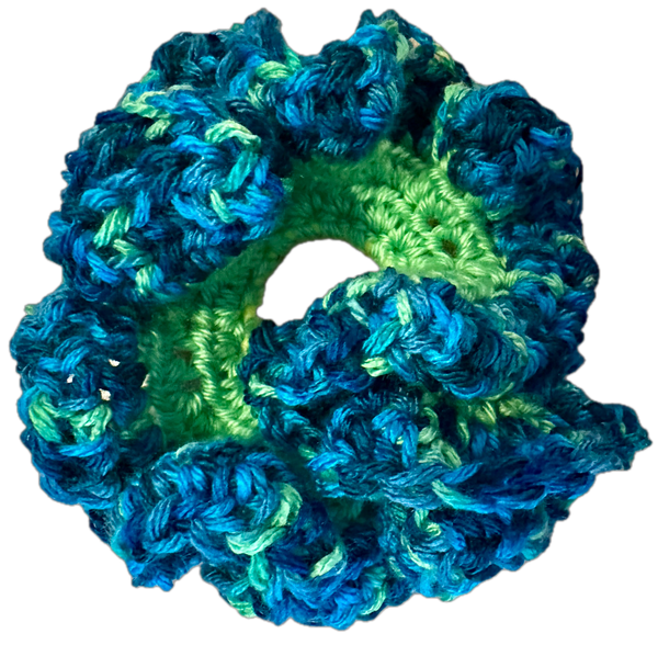 Blue Lizard Crochet Scrunchie