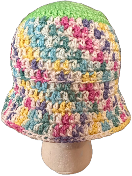 Multi Green Top Crochet Bucket Hat
