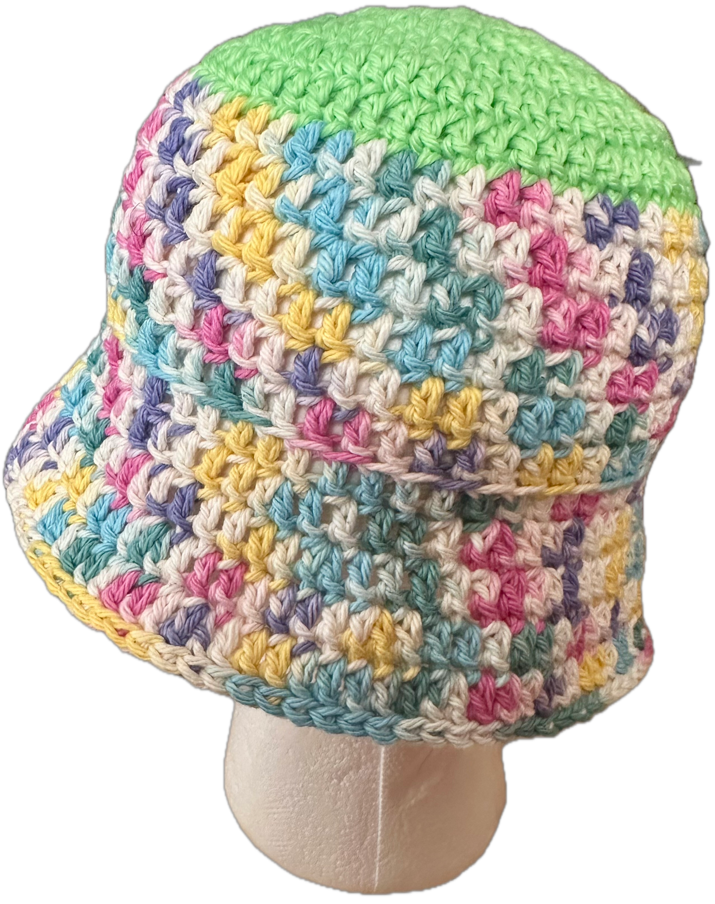 Multi Green Top Crochet Bucket Hat