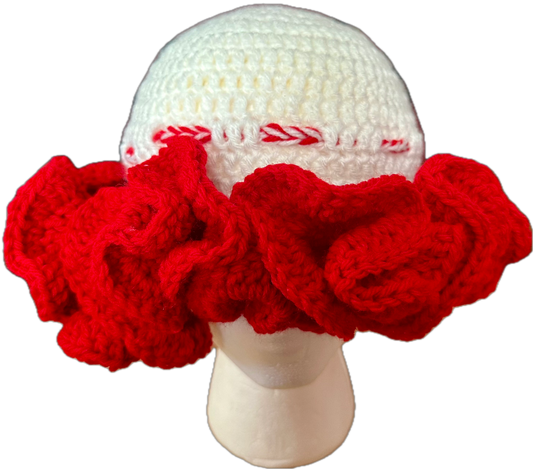 Candy Cane Crochet Ruffled Hat