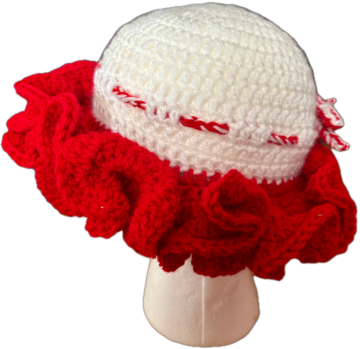 Candy Cane Crochet Ruffled Hat