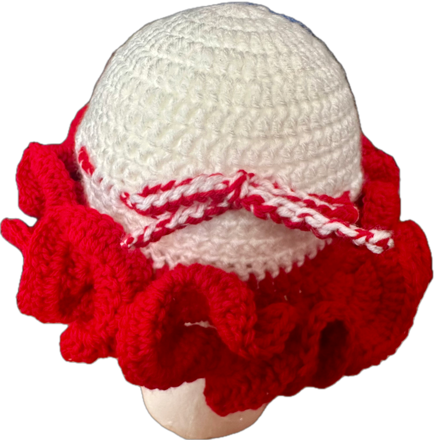 Candy Cane Crochet Ruffled Hat