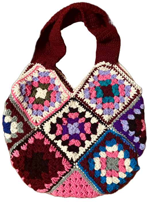 Cranberry Crochet Tote Bag