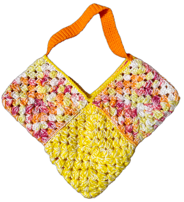 Yellow Heart Crochet Tote Bag