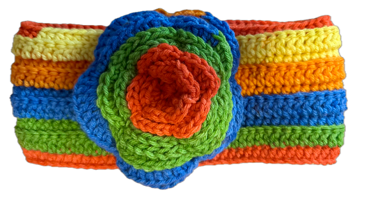 Colorful Crochet Headband w/ Flower