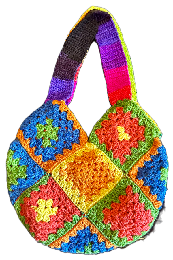 Rainbow Crochet Tote Bag