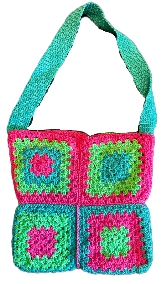 Pinky Green Crochet Tote Bag