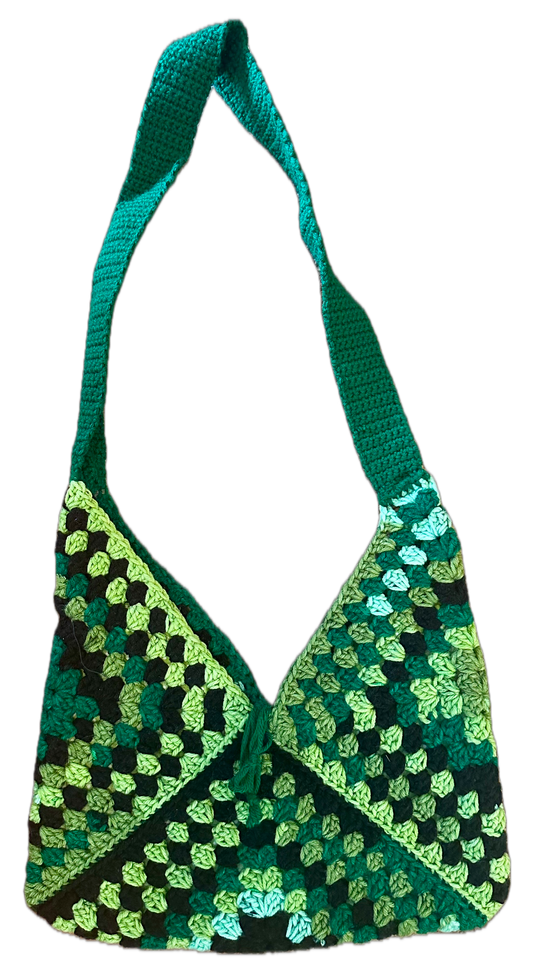 Green Leaf Crochet Tote Bag