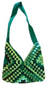 Green Leaf Crochet Tote Bag