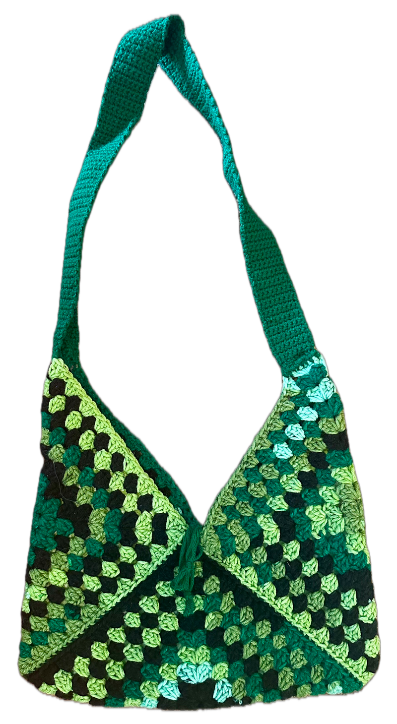 Green Leaf Crochet Tote Bag