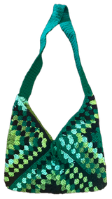 Green Leaf Crochet Tote Bag