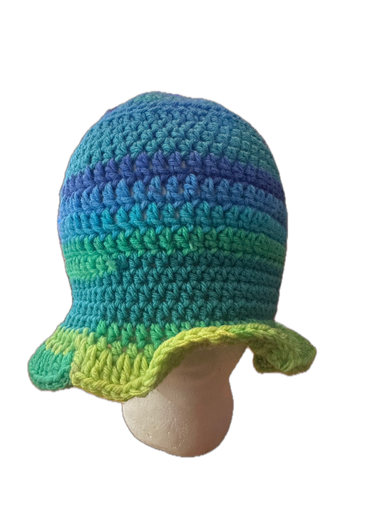 Green/Blue Crochet Bucket Hat