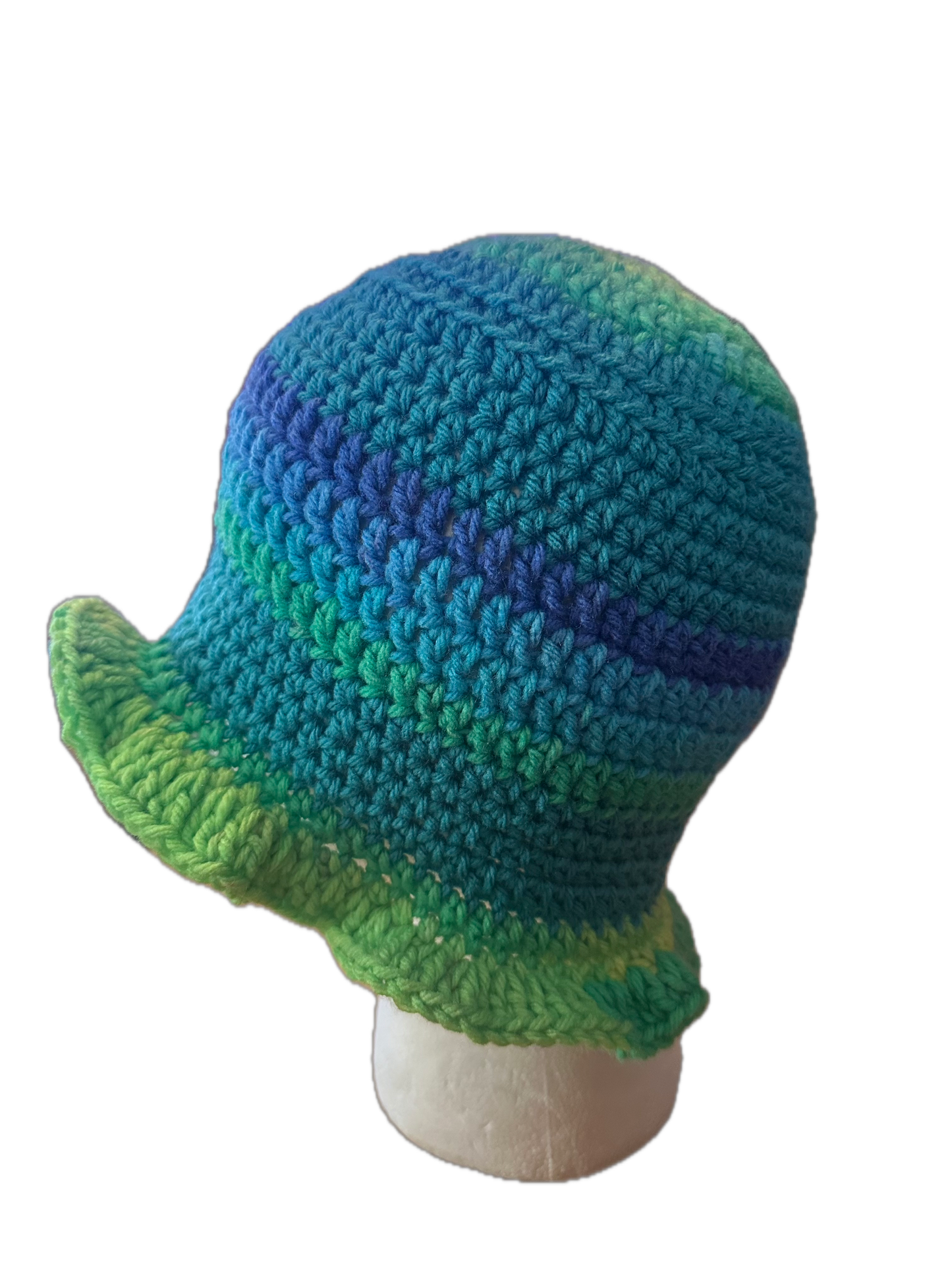 Green/Blue Crochet Bucket Hat