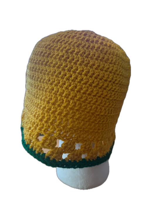Gold/Green Crochet Bucket Hat