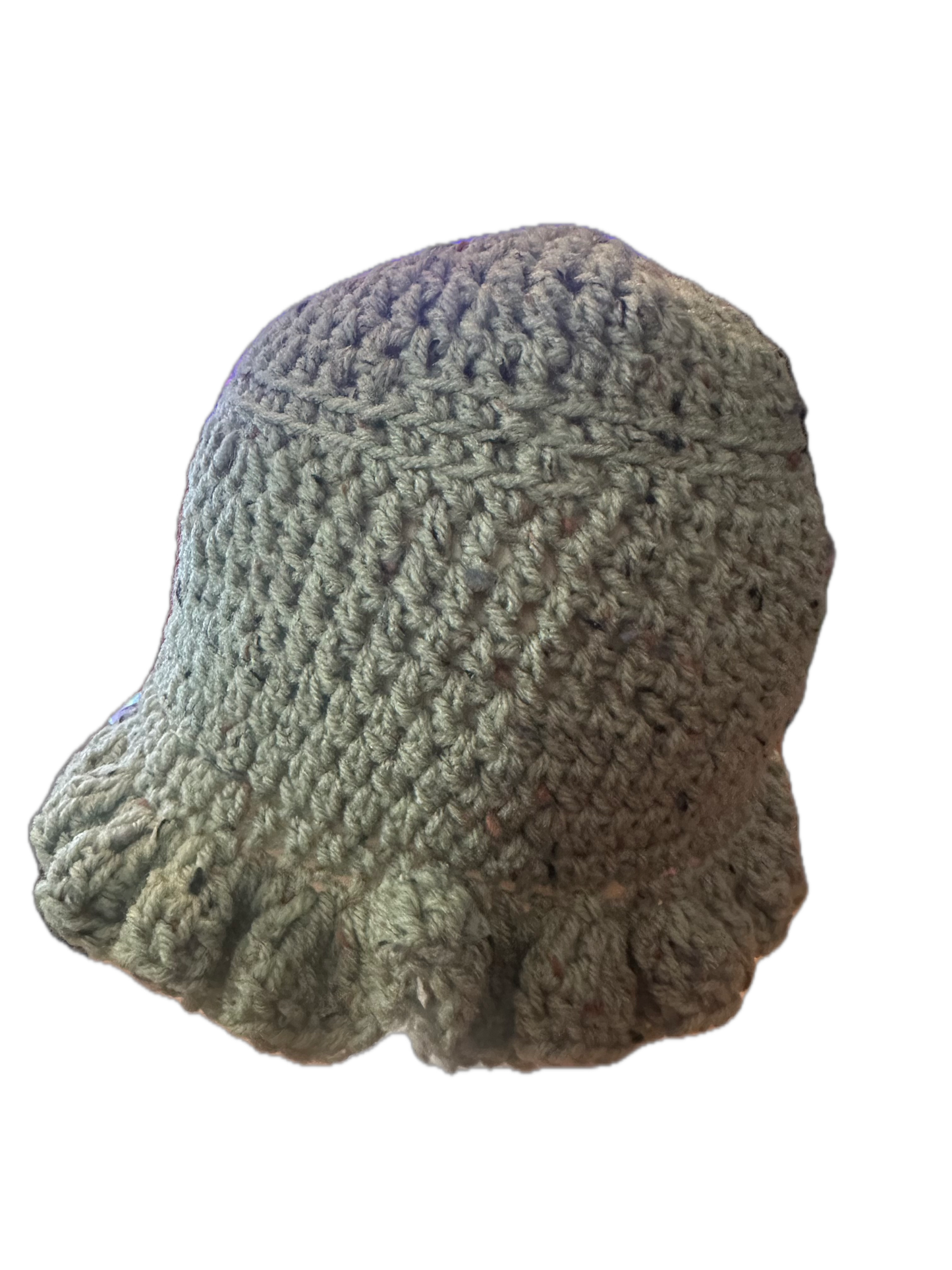 Grayish Crochet Ruffled Bucket Hat
